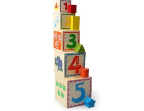 Numbers and Shapes Stacking Blocks - Wooden Educational Toy