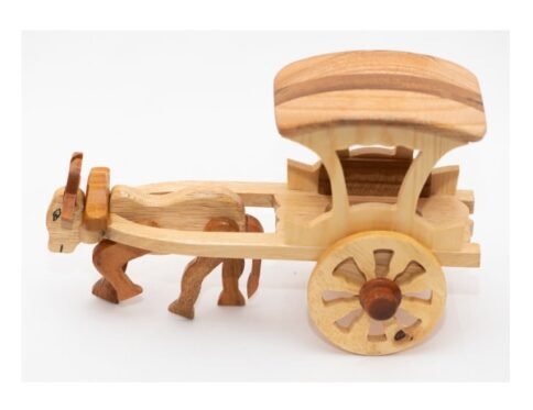 Old Sri Lankan Bullock Cart - Wooden Souvenir With Roof