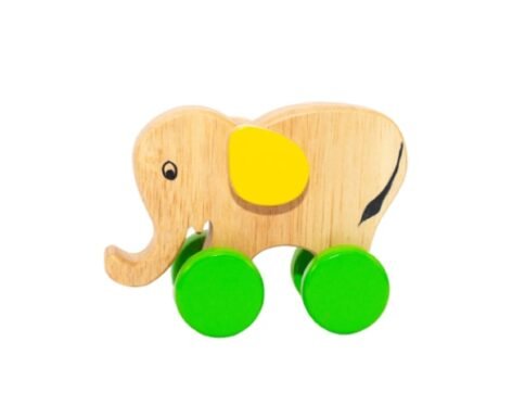 Push Elephant With Wheels - Wooden Toy